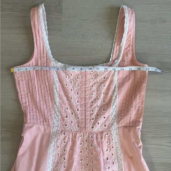 Love Shack Fancy Alwyn Eyelet Bubble Gum Pink Maxi Dress Embroidered Size 6 - Picture 6 of 15